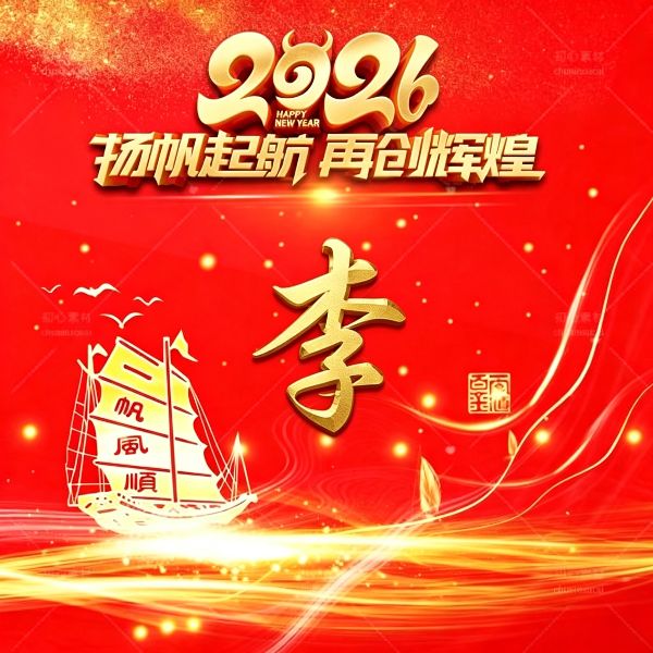 2026 红金姓氏头像,把好运焊在微信上 顺顺利利