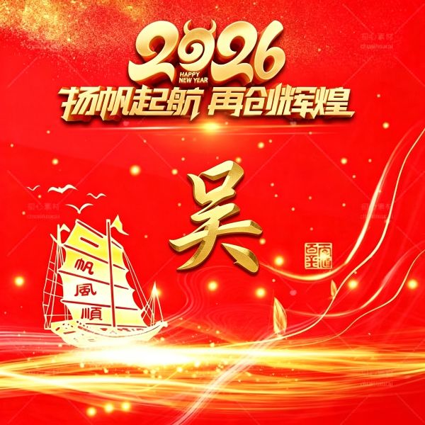 2026 红金姓氏头像,把好运焊在微信上 顺顺利利