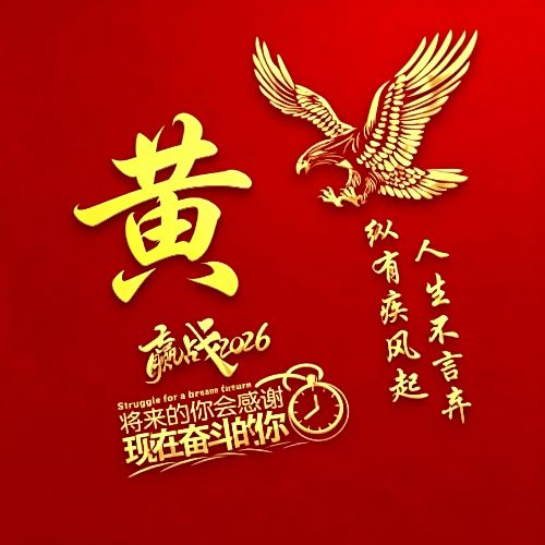 红底金字雄鹰姓氏头像,自带励志氛围感