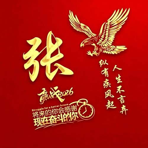 红底金字雄鹰姓氏头像,自带励志氛围感