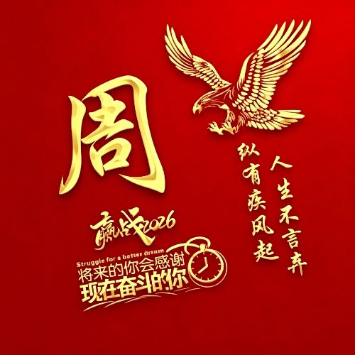红底金字雄鹰姓氏头像,自带励志氛围感