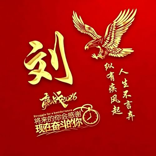 红底金字雄鹰姓氏头像,自带励志氛围感