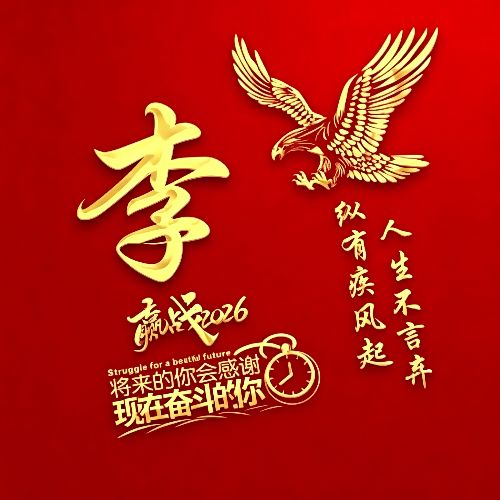 红底金字雄鹰姓氏头像,自带励志氛围感