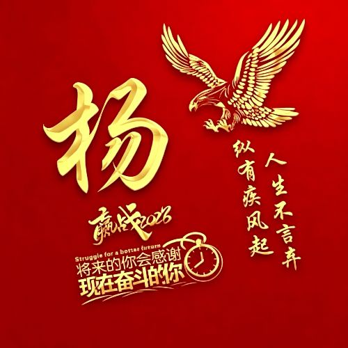 红底金字雄鹰姓氏头像,自带励志氛围感