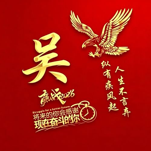 红底金字雄鹰姓氏头像,自带励志氛围感