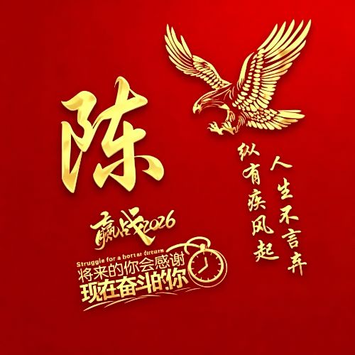 红底金字雄鹰姓氏头像,自带励志氛围感