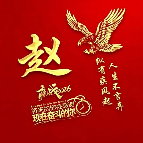 红底金字雄鹰姓氏头像,自带励志氛围感