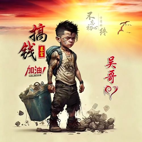潮流手绘少年微信姓氏头像,多样文字搭配任你挑选