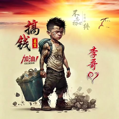 潮流手绘少年微信姓氏头像,多样文字搭配任你挑选