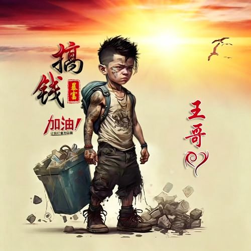 潮流手绘少年微信姓氏头像,多样文字搭配任你挑选