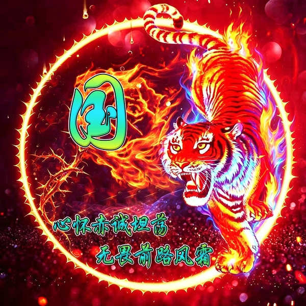火焰荆棘元素猛虎头像,专属姓氏打造个性头像