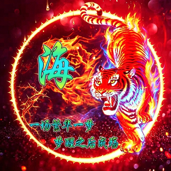 火焰荆棘元素猛虎头像,专属姓氏打造个性头像