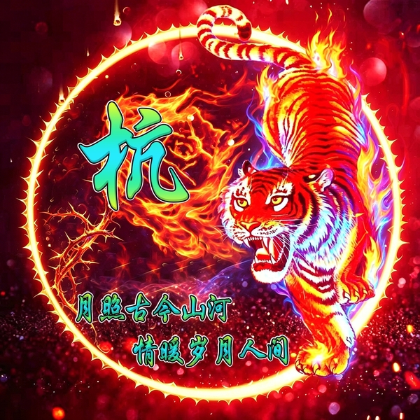 火焰荆棘元素猛虎头像,专属姓氏打造个性头像