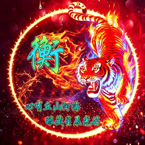 火焰荆棘元素猛虎头像,专属姓氏打造个性头像