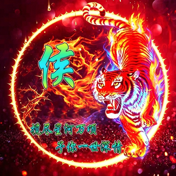火焰荆棘元素猛虎头像,专属姓氏打造个性头像