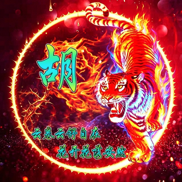 火焰荆棘元素猛虎头像,专属姓氏打造个性头像