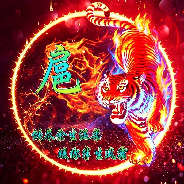 火焰荆棘元素猛虎头像,专属姓氏打造个性头像