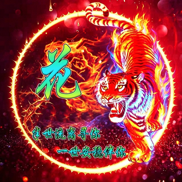 火焰荆棘元素猛虎头像,专属姓氏打造个性头像
